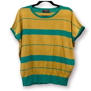 ONA Striped Knit Top Short Sleeves Medium